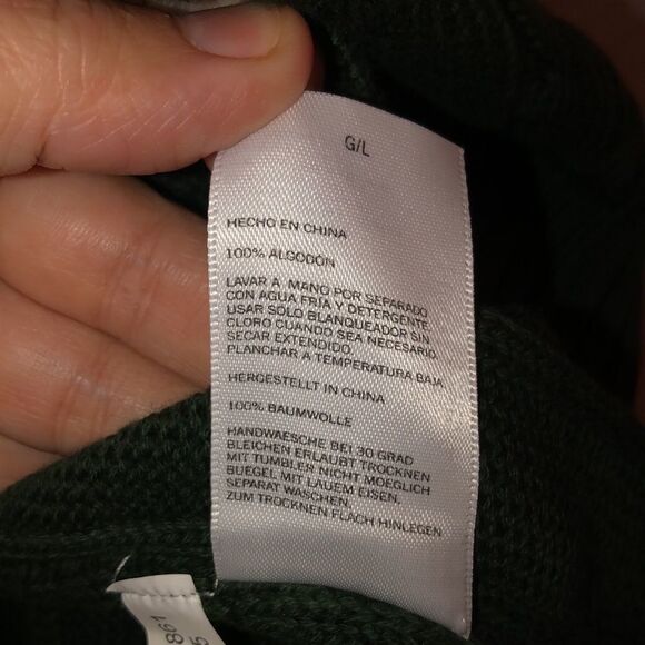 Nautica L Cotton Emerald Green Cable Knit Crewneck Sweater - Picture 12 of 14